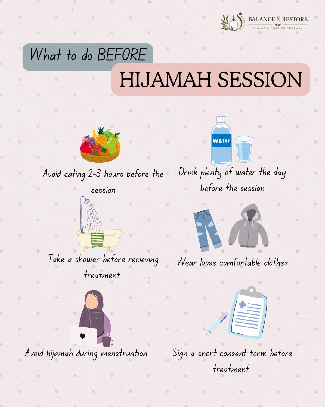 Hijama session preparation instructions